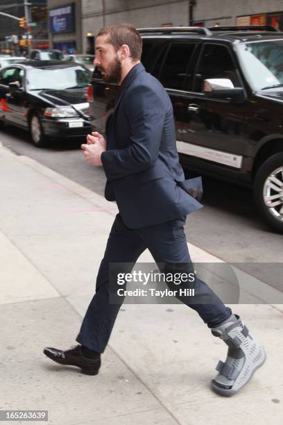 Actor Shia LaBeouf arrives "Late Show with David Letterman" at Ed Sullivan Theater on April 1, 2013 in New York City.