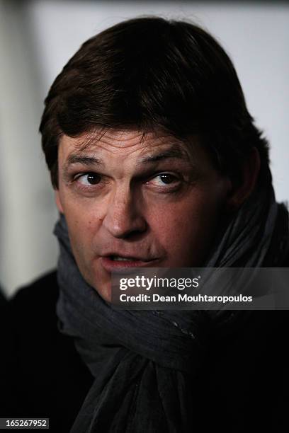 Barcelona Manager, Tito Vilanova looks on during the UEFA Champions League Quarter Final match between Paris Saint-Germain and Barcelona FCB at Parc...