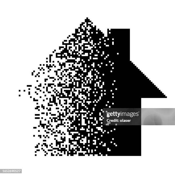silhouette of a house fading and dissolving towards the left. - gentrification stock illustrations