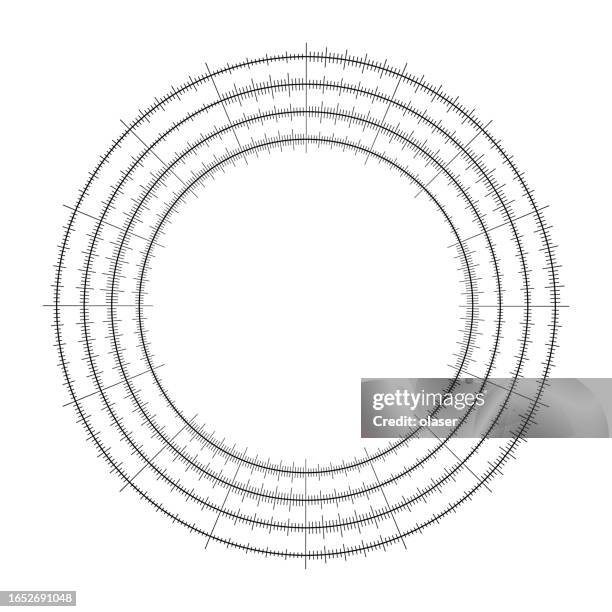 illustrazioni stock, clip art, cartoni animati e icone di tendenza di cerchi concentrici divisi in sottosezioni dettagliate, progettate per la misurazione o il monitoraggio. - pollice sistema metrico anglosassone