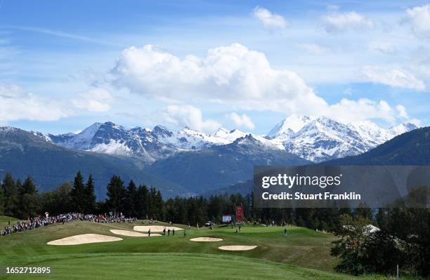 General view on the 7th hole during Day Two of the Omega European Masters at Crans-sur-Sierre Golf Club on September 01, 2023 in Crans-Montana,...