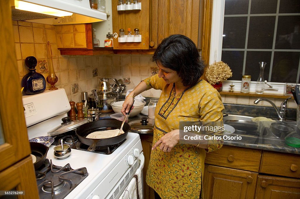 Geetha making Dosas.|What's for Dinner series: The Upadhyayas are a family of four vegetarians in Sc