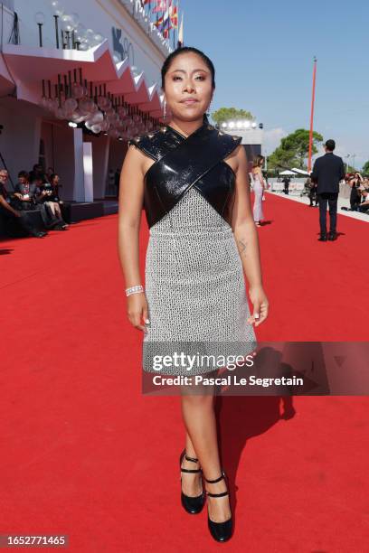 Yalitza Aparicio attends a red carpet for the movie "Bastarden " at the 80th Venice International Film Festival on September 01, 2023 in Venice,...