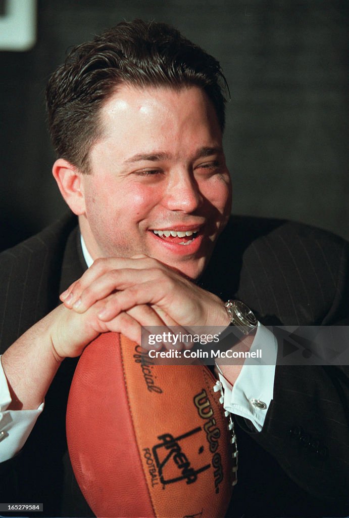 Rob Godfrey, who will be president and chief operating officer of the Toronto Phantoms, smiles durin