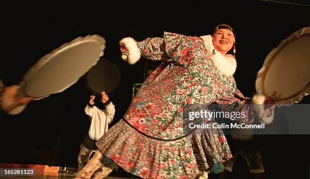 Toronto feb 27 2001 mcconnell pics of the sikumiut inuit dancers and drummers inc entertaining at dante alighieri acadamy today there are about ten...