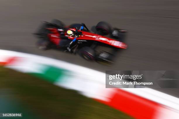 Theo Pourchaire of France and ART Grand Prix drives on track during qualifying ahead of Round 13:Monza of the Formula 2 Championship at Autodromo...