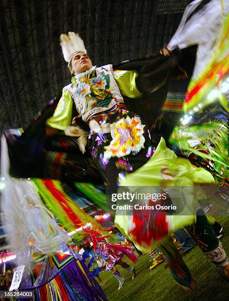 Pow Wow-- Toronto, ONTARIO - Selena Cada-Matasawagon, from Manitoulin Island, dances at the Canadian Aboriginal Festival's Pow Wow being held in the...