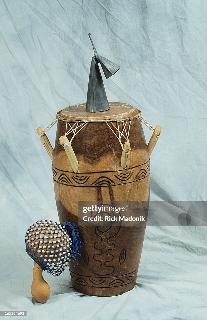 Instruments - 09/17/03 - TORONTO, ONTARIO - Ghanaian Drum, Gankogui (on top, prounounced gong ko ghe