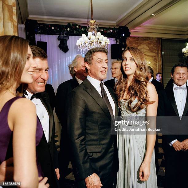 Actor Sylvester Stallone and daughter Sophia Rose Stallone are photographed at the Crillon Debutante Ball for Vanity Fair Magazine on November 22,...