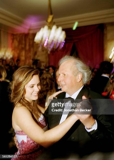 Debutante Bronwen Carter and father, editor of Vanity Fair, Graydon Carter are photographed at the Crillon Debutante Ball for Vanity Fair Magazine on...