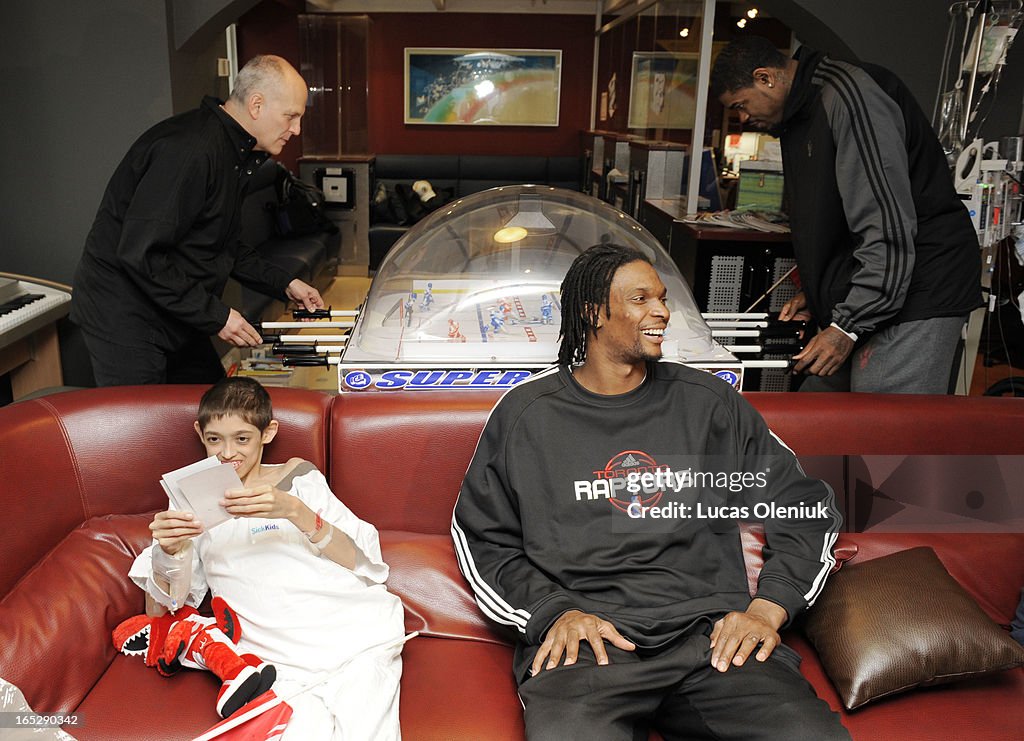 16-year-old Stephen Kmet chilled out with Chris Bosh in Marnie's Lounge at Toronto's Sick Kids Hospi