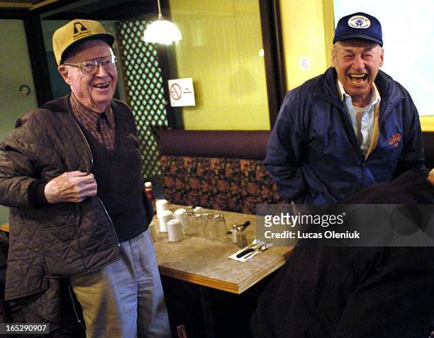 Bernard and Jake share a laugh inside the local coffee shop. The retiree's have adopted a 'i'll believe it when I see it attitude' towards thhe...