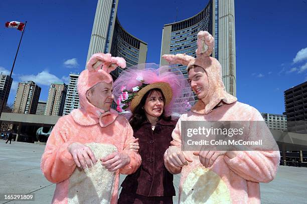 9th 2009.pics of .sandra bussin ,left,and .two vips or stand ins as two people scott collings,45 who is a bunny for the first time and kieran mc...