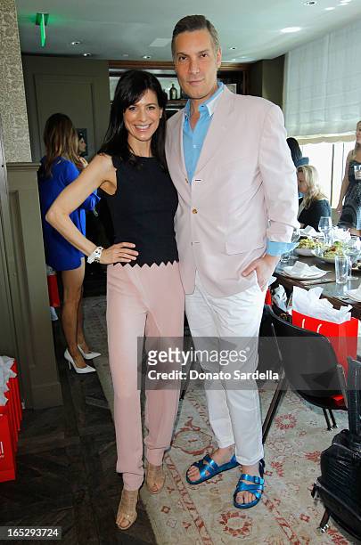 Actress Perrey Reeves and TV personality and Co-Owner of Decades Cameron Silver attend the Rodial 10th Anniversary Luncheon on April 2, 2013 in West...