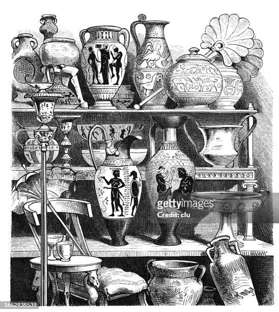 antike griechische vasen - amphore stock-grafiken, -clipart, -cartoons und -symbole