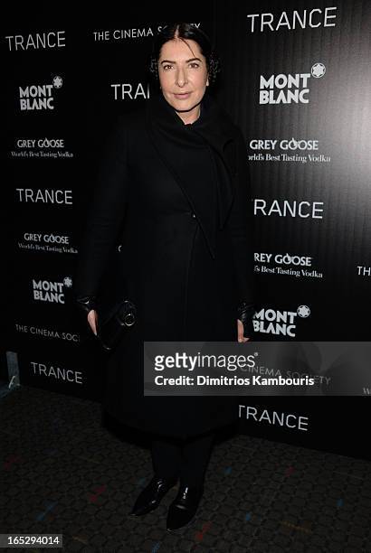Artist Marina Abramovic attends Fox Searchlight Pictures' premiere of "Trance" hosted by the Cinema Society & Montblanc at SVA Theater on April 2,...