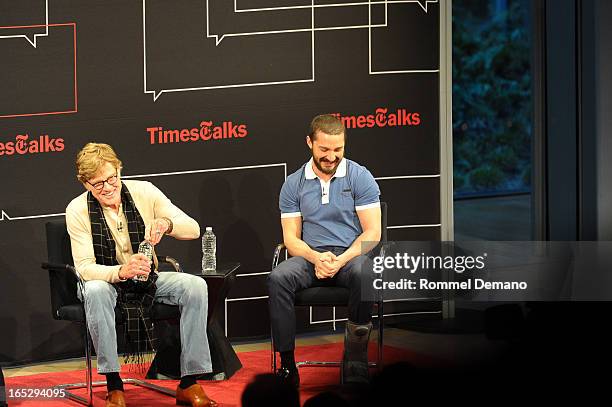 Robert Redford and Shia LaBeouf attend TimesTalks Presents: "The Company You Keep" at TheTimesCenter on April 2, 2013 in New York City.