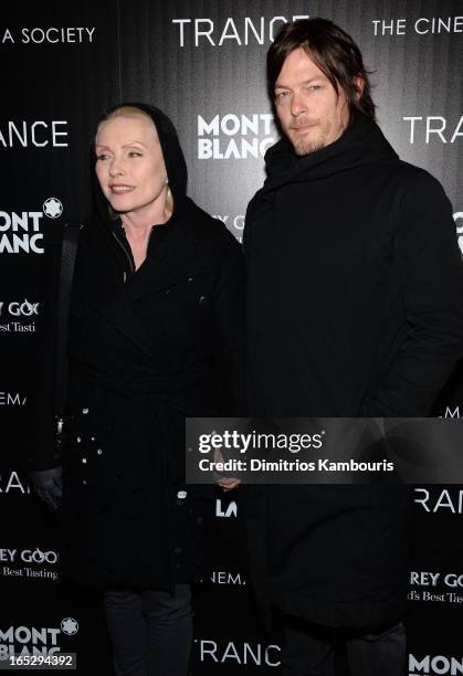 Debbie Harry and actor Norman Reedus attend Fox Searchlight Pictures' premiere of "Trance" hosted by the Cinema Society & Montblanc at SVA Theater on...