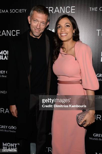 Actors Vincent Cassel and Rosario Dawson attend Fox Searchlight Pictures' premiere of "Trance" hosted by the Cinema Society & Montblanc at SVA...