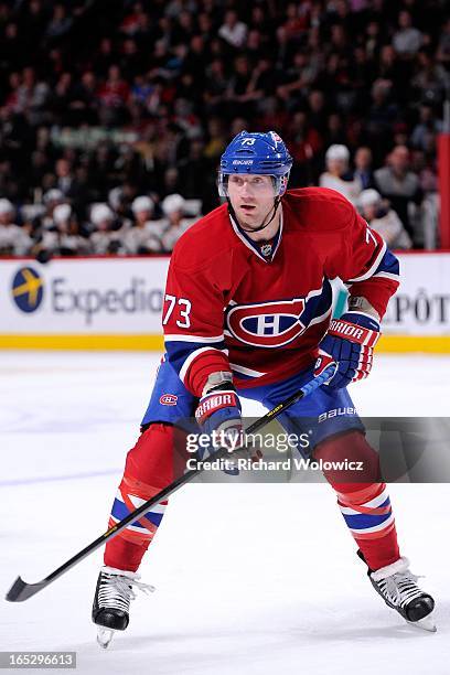 Michael Ryder of the Montreal Canadiens skates during the NHL game against the Buffalo Sabres at the Bell Centre on March 19, 2013 in Montreal,...