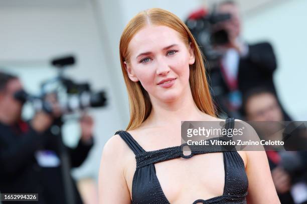 Gina Alice Stiebitz attends a red carpet for the movie "Poor Things" at the 80th Venice International Film Festival at on September 01, 2023 in...