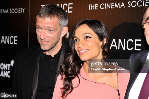 Actor Vincent Cassel and Actress Rosario Dawson attend the premiere of Fox Searchlight Pictures' "Trance" hosted by The Cinema Society & Montblanc at...