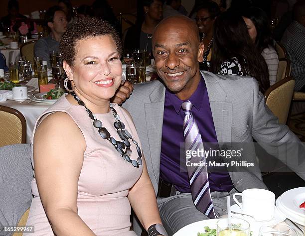 Chairman/CEO of BET Networks Debra Lee and President of Music Programming BET Networks Stephen Hill attend BET Networks 2013 Los Angeles Upfront at...