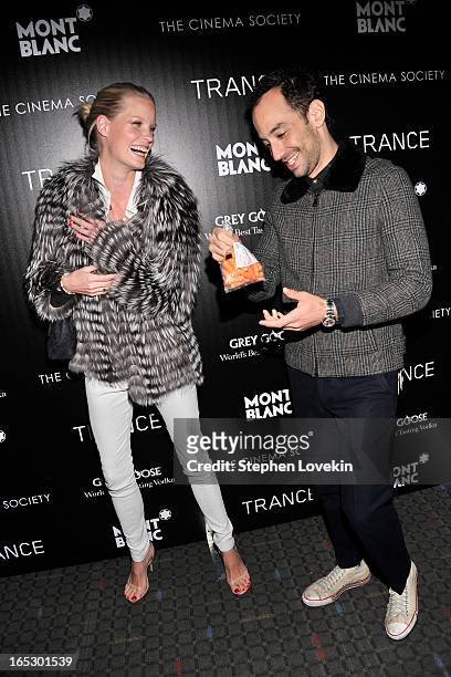 Model Caroline Winberg and Albert Hammond, Jr attend the premiere of Fox Searchlight Pictures' "Trance" hosted by The Cinema Society & Montblanc at...
