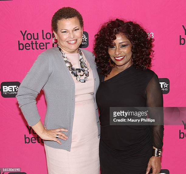 Chairman/CEO of BET Networks and Chaka Khan attend BET Networks 2013 Los Angeles Upfront at Montage Beverly Hills on April 2, 2013 in Beverly Hills,...
