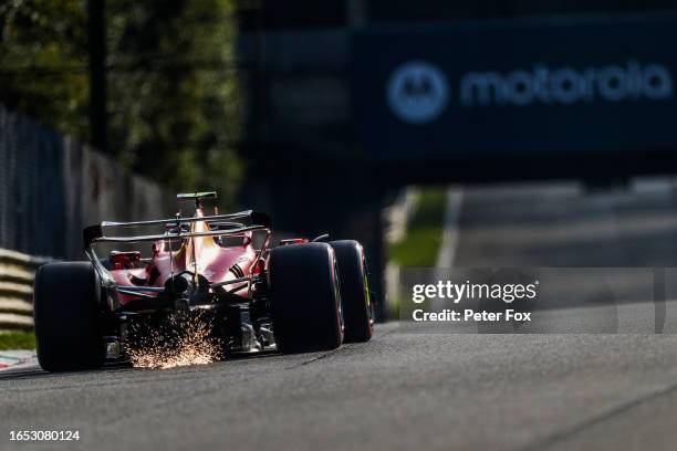 Carlos Sainz of Ferrari and Spain during practice ahead of the F1 Grand Prix of Italy at Autodromo Nazionale Monza on September 01, 2023 in Monza,...