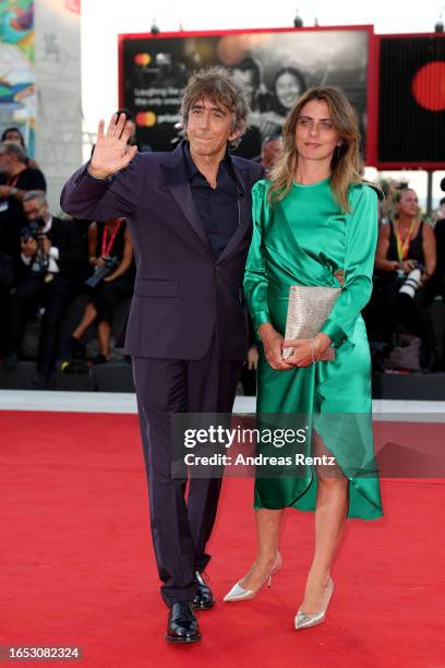 Sergio Rubini and Carla Cavalluzzi attend a red carpet for the movie "Felicità" at the 80th Venice International Film Festival on September 01, 2023...