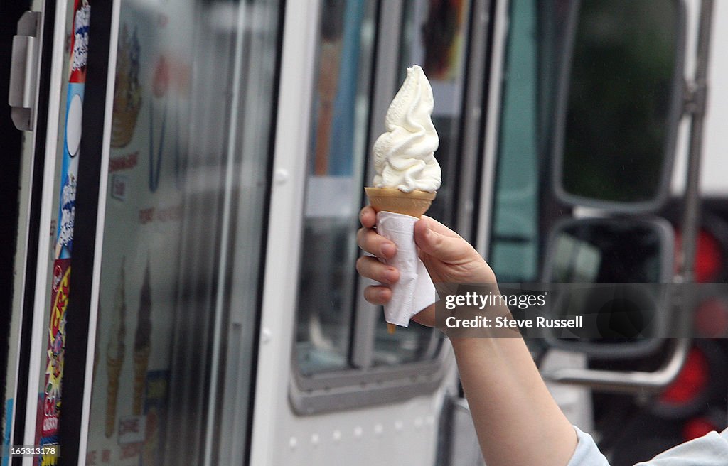 June 18, 2009 The Ice cream vendor, JJ Dairy Cool at Nathan Phillips Square's soft serve ice cream w