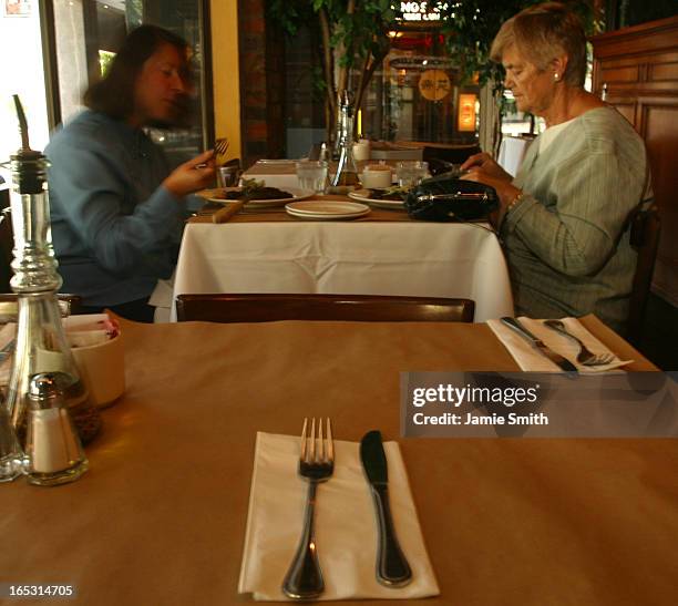 Monday, July 14, 2003 Mother-in-law Doreen Lane, right, enjoys dinner with daughter-in-law Ornella at Il Fornello Monday evening. Jamie Smith/Toronto...