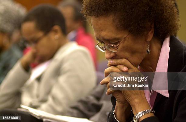 Margaret Gittens, one of the founding members of the African Canadian Legal Clinic, listens to resolutions made at an ad-hoc meeting held Thursday...