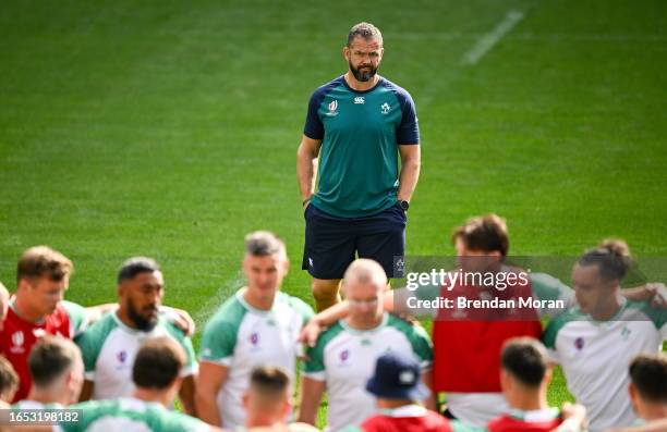 Bordeaux , France - 8 September 2023; Head coach Andy Farrell watches his players during the Ireland rugby squad captain's run at the Stade de...