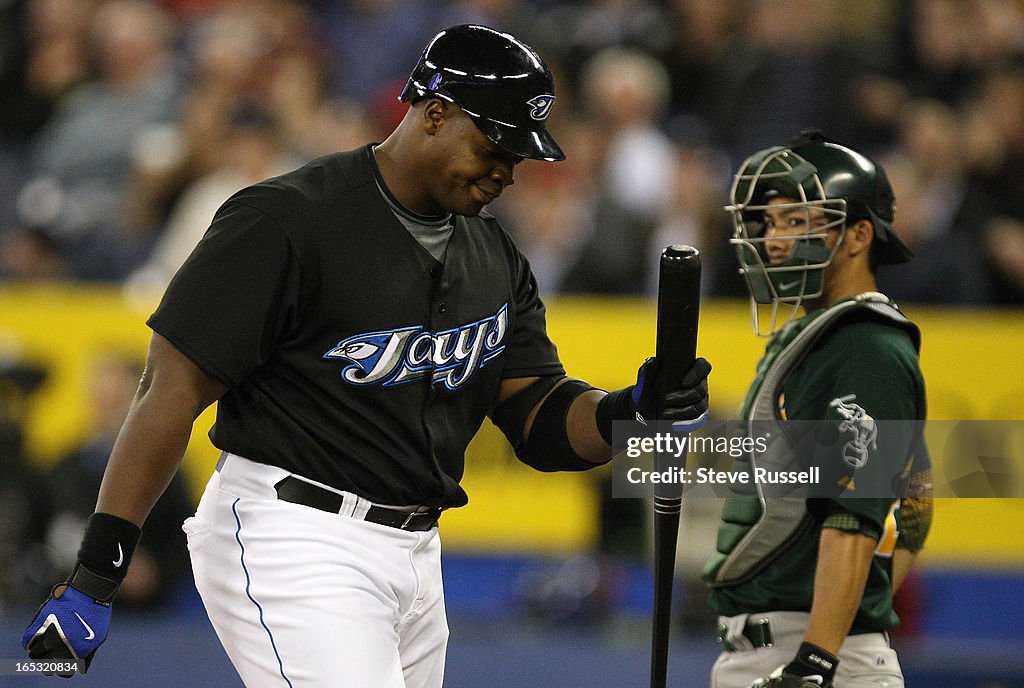 JAYS 04/09/08 A sheepish Frank Thomas walks back to the dugout after his first strikeout as the Toro