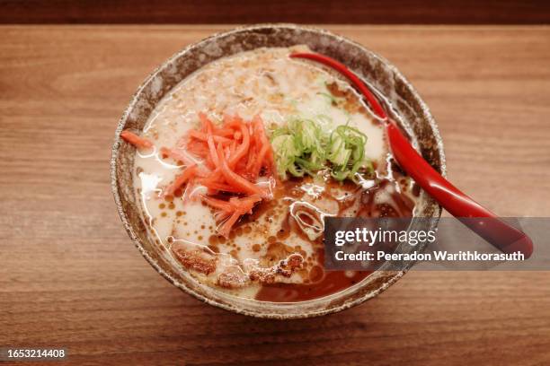 japanese roast pork chashu ramen noodle soup. - char siu pork stock pictures, royalty-free photos & images