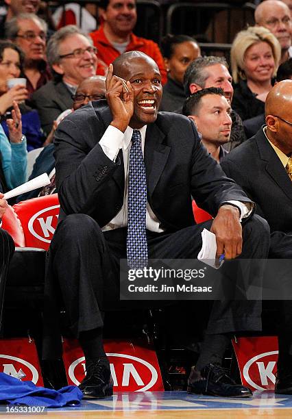 Assistant coach Herb Williams of the New York Knicks in action against the Memphis Grizzlies at Madison Square Garden on March 27, 2013 in New York...