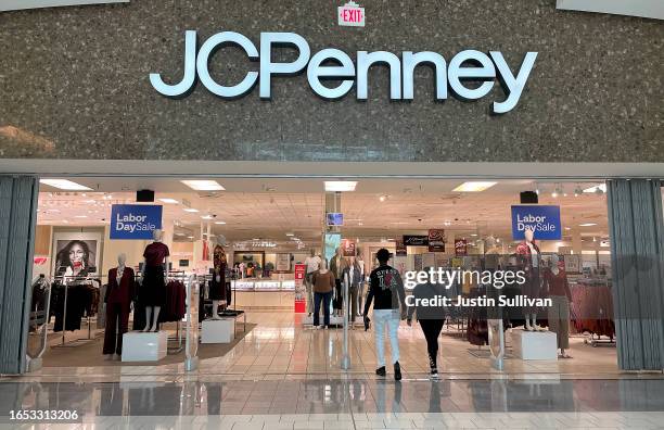 Customers enter a JCPenney store at The Shops at Tanforan on September 01, 2023 in San Bruno, California. Retailer JCPenney announced plans to invest...