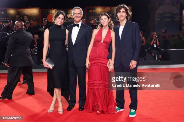 Luce Benetton, Alessandro Benetton, Agnese Benetton and Tobias Benetton attend a red carpet for the movie "Finalmente L'Alba" at the 80th Venice...