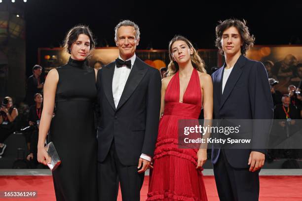 Luce Benetton, Alessandro Benetton, Agnese Benetton and Tobias Benetton attend a red carpet for the movie "Finalmente L'Alba" at the 80th Venice...