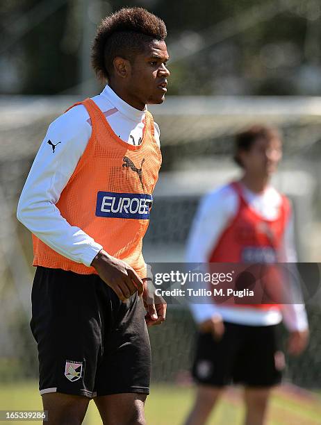 Anselmo de Moraes of Palermo in action during a Palermo training session at Tenente Carmelo Onorato Sports Center on April 3, 2013 in Palermo, Italy.