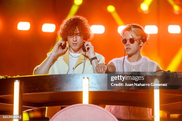 Dorian Lauduique and Cesar de Rummel performs on stage at La Caja Magica on September 01, 2023 in Madrid, Spain.