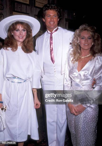 Actress Rebecca Holden, actor David Hasselhoff and actress Catherine Hickland attend the Wedding Reception for David Hasselhoff and Catherine...