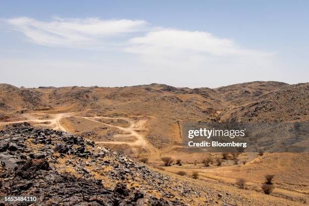 The Khnaiguiyah mining site in Khnaiguiyah, Saudi Arabia, on Monday, July 2023. Saudi Arabia's Crown Prince Mohammed bin Salman is prepared to pour...