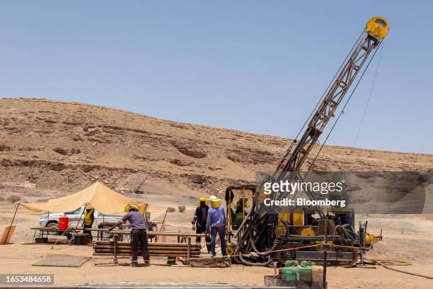 Rig drills samples on the Khnaiguiyah mining site in Khnaiguiyah, Saudi Arabia, on Monday, July 2023. Saudi Arabia's Crown Prince Mohammed bin Salman...