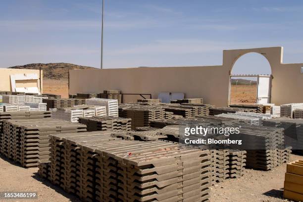 Geological samples in a storage area on the Khnaiguiyah mining site in Khnaiguiyah, Saudi Arabia, on Monday, July 2023. Saudi Arabia's Crown Prince...