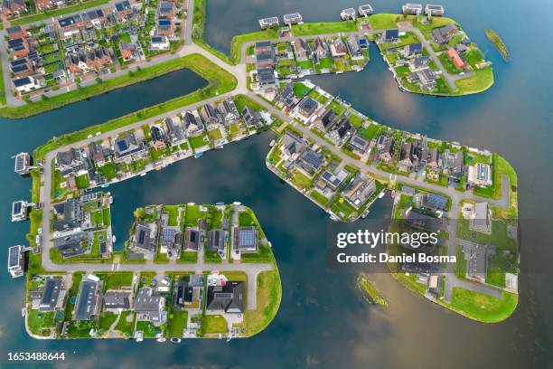 climate-neutral new housing estate on a landscaped peninsula - peninsula stock pictures, royalty-free photos & images