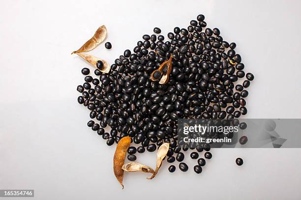 black beans and watercress - black beans stock pictures, royalty-free photos & images