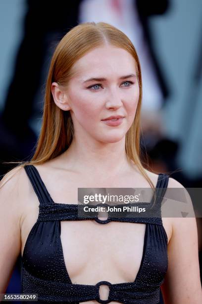 Gina Alice Stiebitz attends a red carpet for the movie "Poor Things" at the 80th Venice International Film Festival on September 01, 2023 in Venice,...